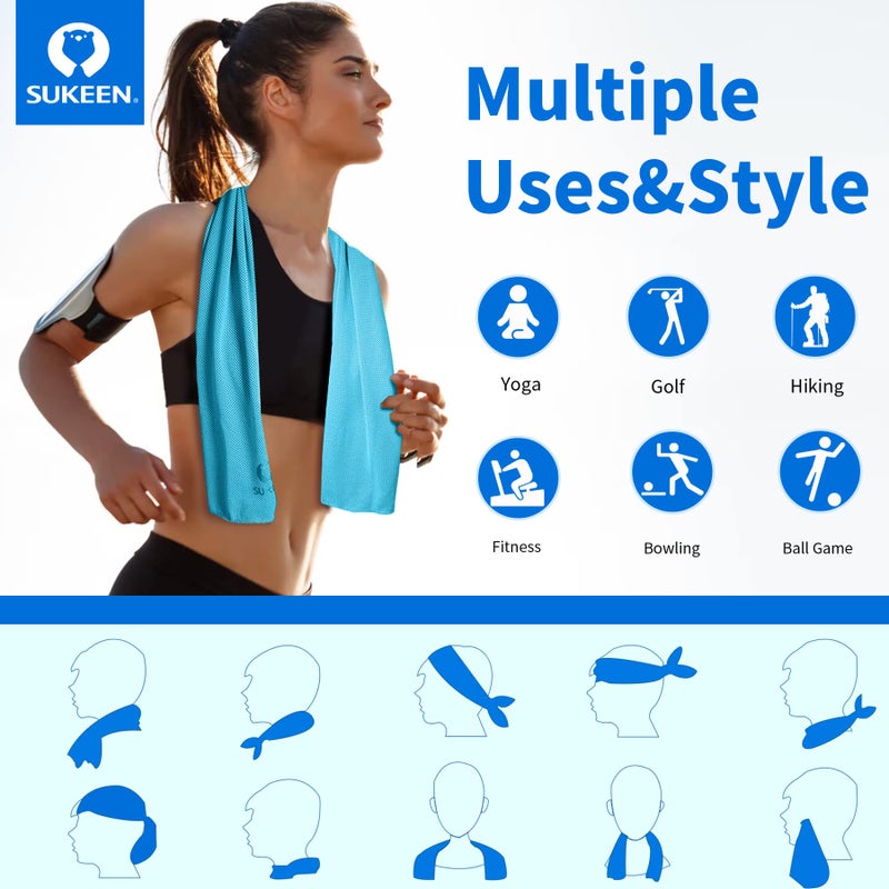 Sukeen 4pack Cooling Towel (40"x12"), Ice Towel,Soft Breathable Chilly Towel,Microfiber Towel for Yoga,Sport,Running,Gym,Workout,Camping,Fitness,Workout & More Activities - Image 4
